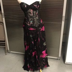 Black and pink sequin corset dress